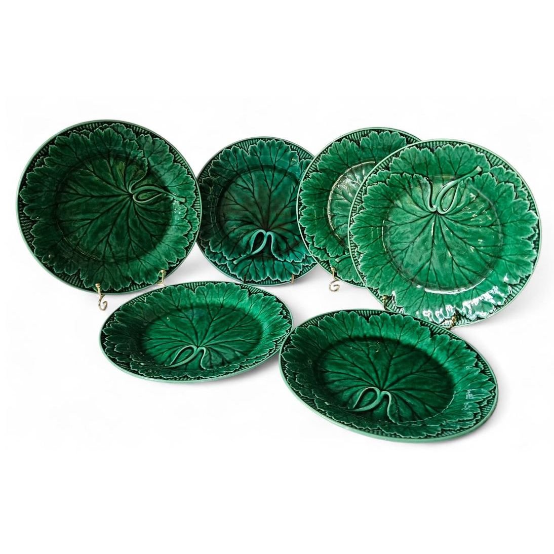 Shop Antique Wedgwood Green Majolica Grape Leaf Plate With Basket