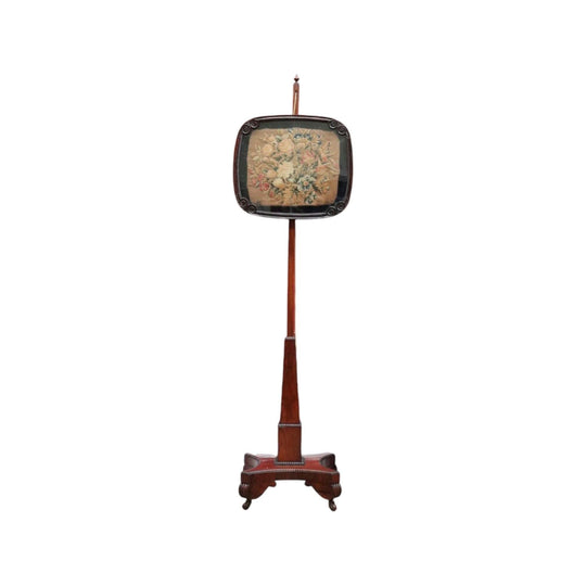 Antique William IV English Rosewood Pole Screen, Tapestry Insert Frame to Top.