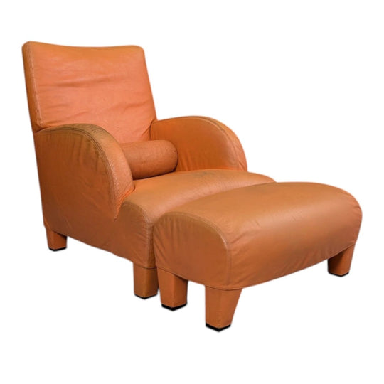 Antonio Citterio for B&B Italia Oriente Leather Lounge Chair and Ottoman