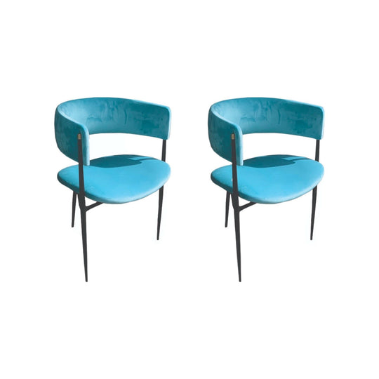 Aqua Velvet Sculptural Dining Chairs, 1950s
