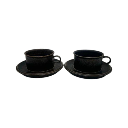 Arabia Finland "Ruska" Coffee/Tea Cups and Saucers – Set of 2