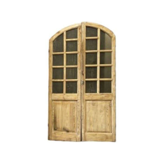 Arched Farmhouse Timber Doors with Cross Bar Windows