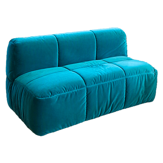 Arflex STRIPS 95 Quilted Sofa by Cini Boeri in Blue Velvet (Bombay #103)