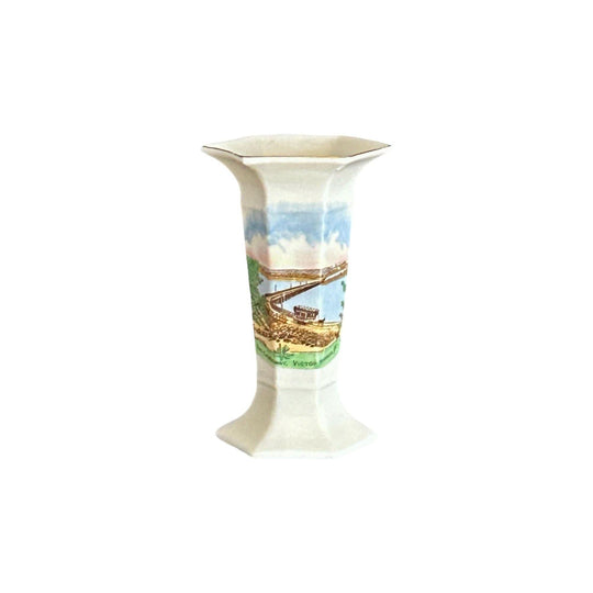 Arkinstall & Sons Stoke on Trent Arcadian fine bone china vintage 1910s small 12cm souvenir vase, Victor Harbor South Australia