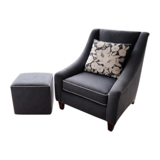 Armchair Linen Accent Chair Ottoman Set Designer Lounge Chair Reading Chair