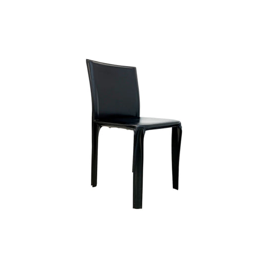 Arper Italian Black Leather Dining Chair