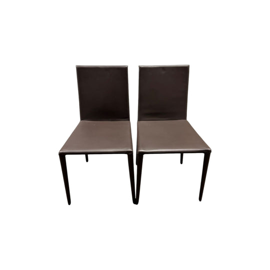 Arper Norma Dining Chair – Brown Leather Upholstered