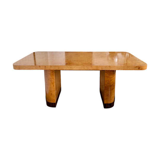 Art Deco Birdseye Maple Burl Veneer Dining Table or Desk