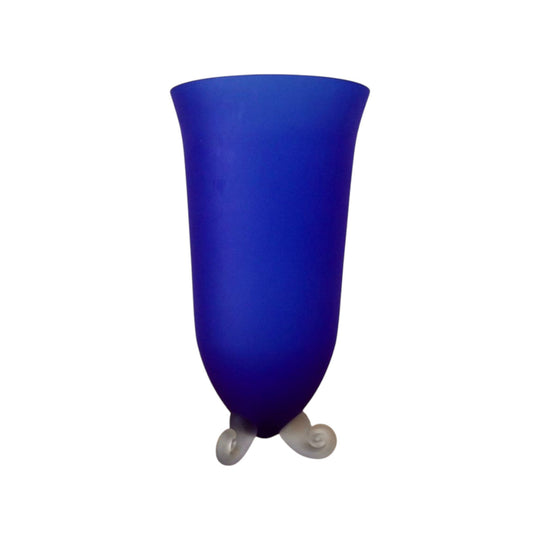 Art deco blue glass vase with spiral feet