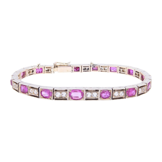 Art Deco, Burmese Ruby & White Sapphire Bracelet