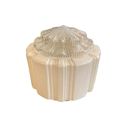 Art Deco cream & clear flush mount light shade.