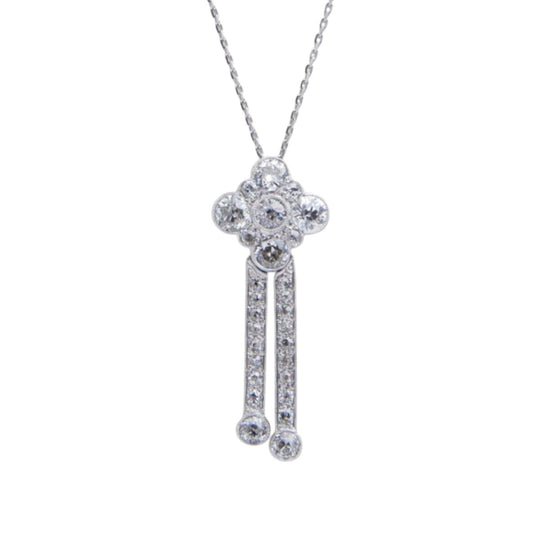 Art Deco Diamond Pendant on White Gold Chain