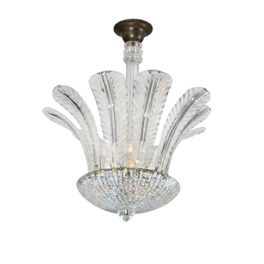 Art Deco Murano Chandelier with Feather Arms