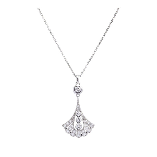 Art Deco Platinum & Diamond Fan Necklace