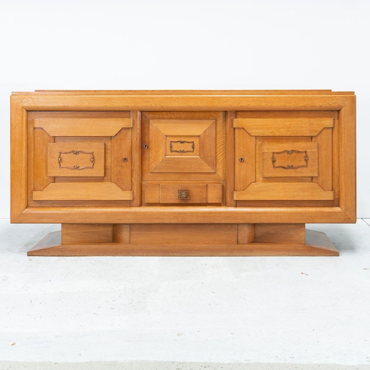 Art Deco Sideboard in Oak and Decorative Copper Detailing | Bazaa | Designer, Vintage and Antique Furniture