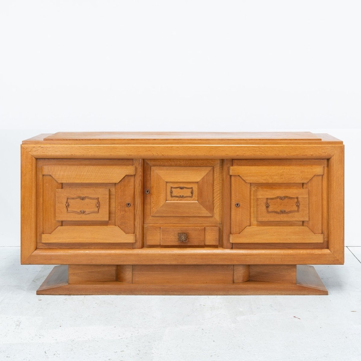 Art Deco Sideboard in Oak and Decorative Copper Detailing | Bazaa | Designer, Vintage and Antique Furniture