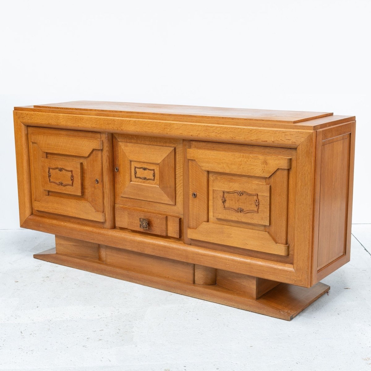 Art Deco Sideboard in Oak and Decorative Copper Detailing | Bazaa | Designer, Vintage and Antique Furniture