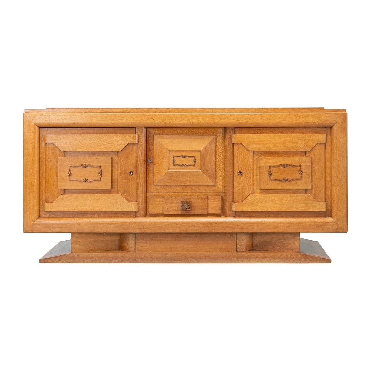 Art Deco Sideboard in Oak and Decorative Copper Detailing | Bazaa | Designer, Vintage and Antique Furniture