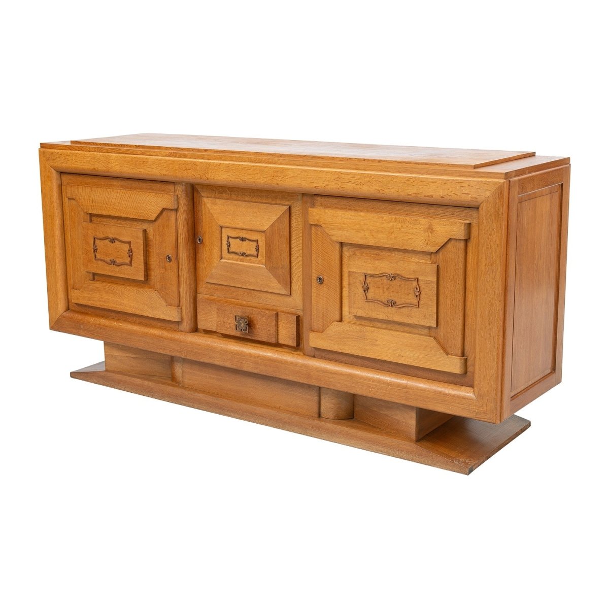 Art Deco Sideboard in Oak and Decorative Copper Detailing | Bazaa | Designer, Vintage and Antique Furniture