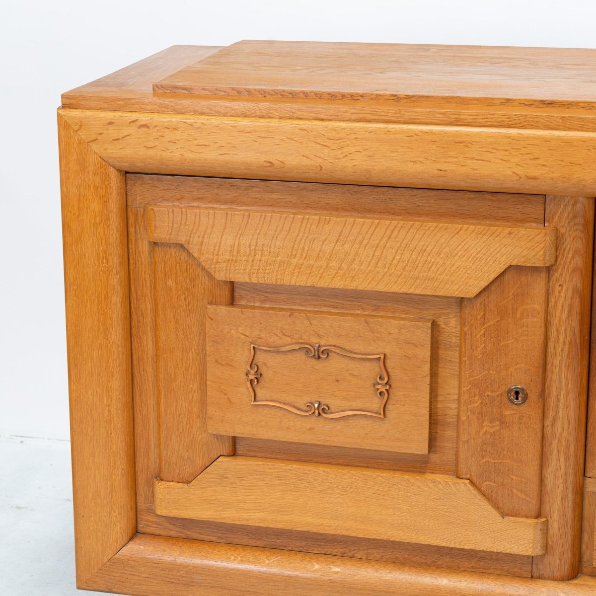 Art Deco Sideboard in Oak and Decorative Copper Detailing | Bazaa | Designer, Vintage and Antique Furniture