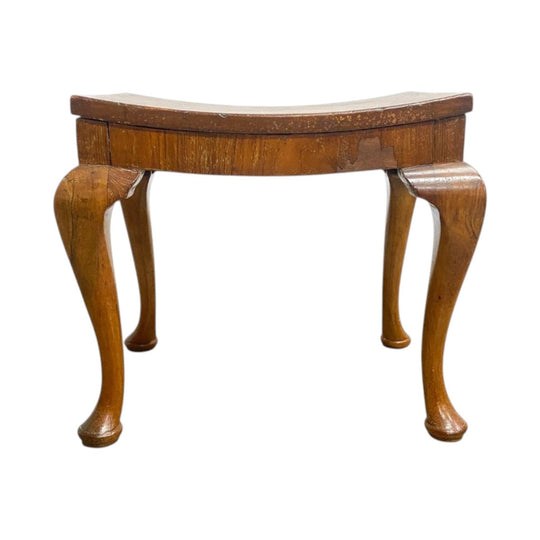 Art Deco Stool In Walnut With Curved Top and Cabriole Legs*