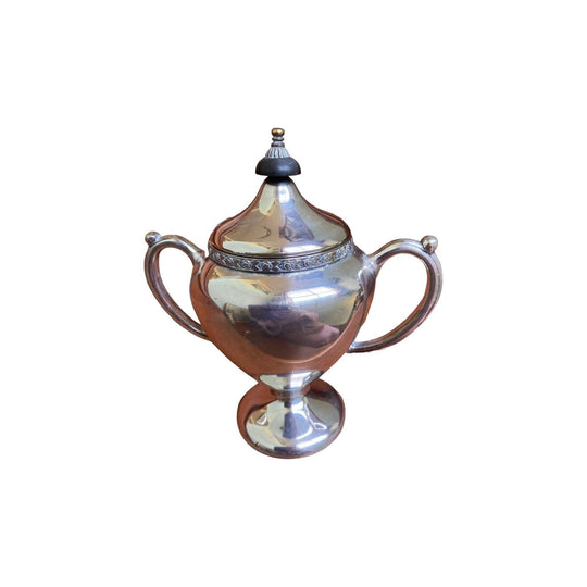 Art Deco style Silver Plate Lidded Sugar Bowl with bakelite knob