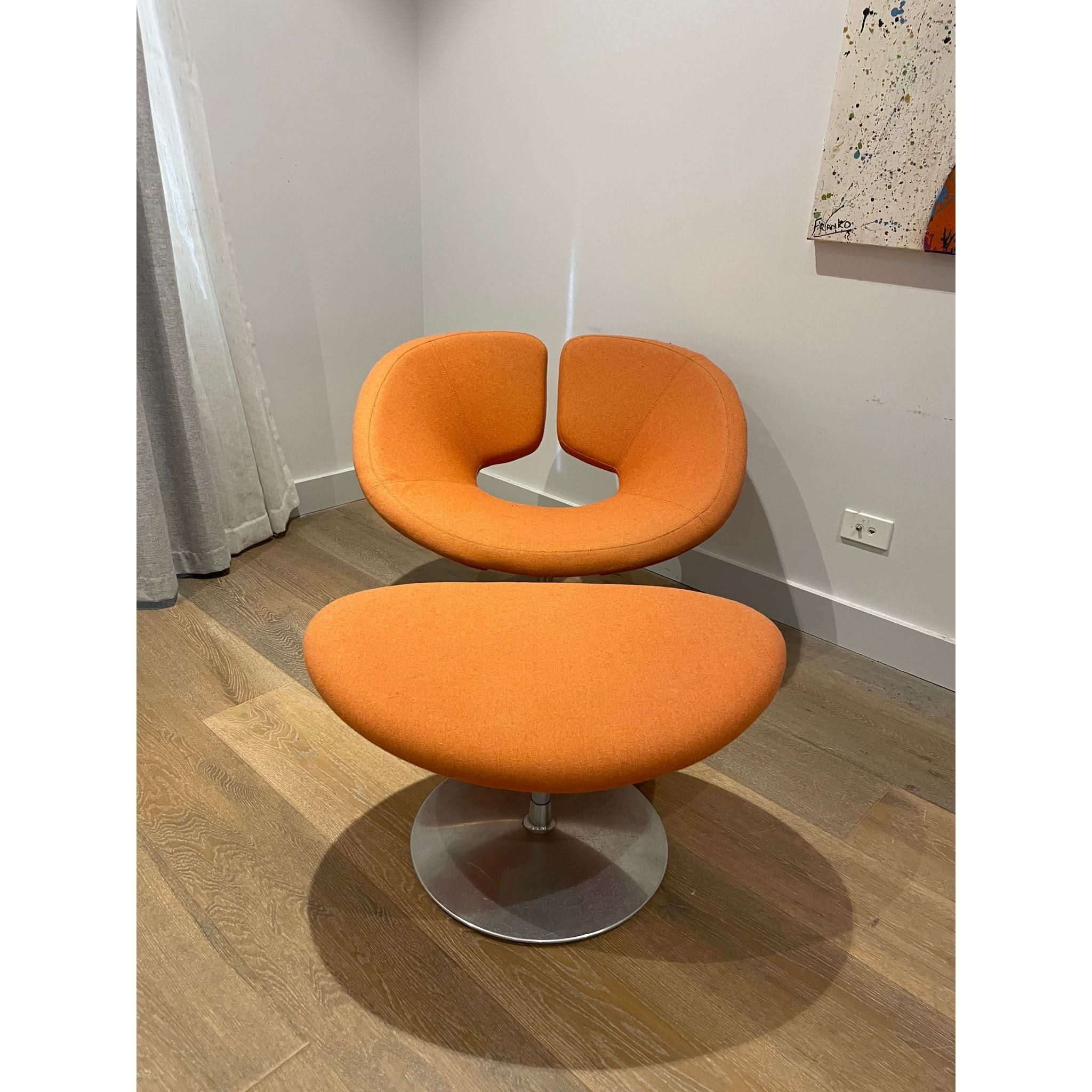 Artifort Apollo Chair & Footstool – Orange | Bazaa | Designer, Vintage and Antique Furniture