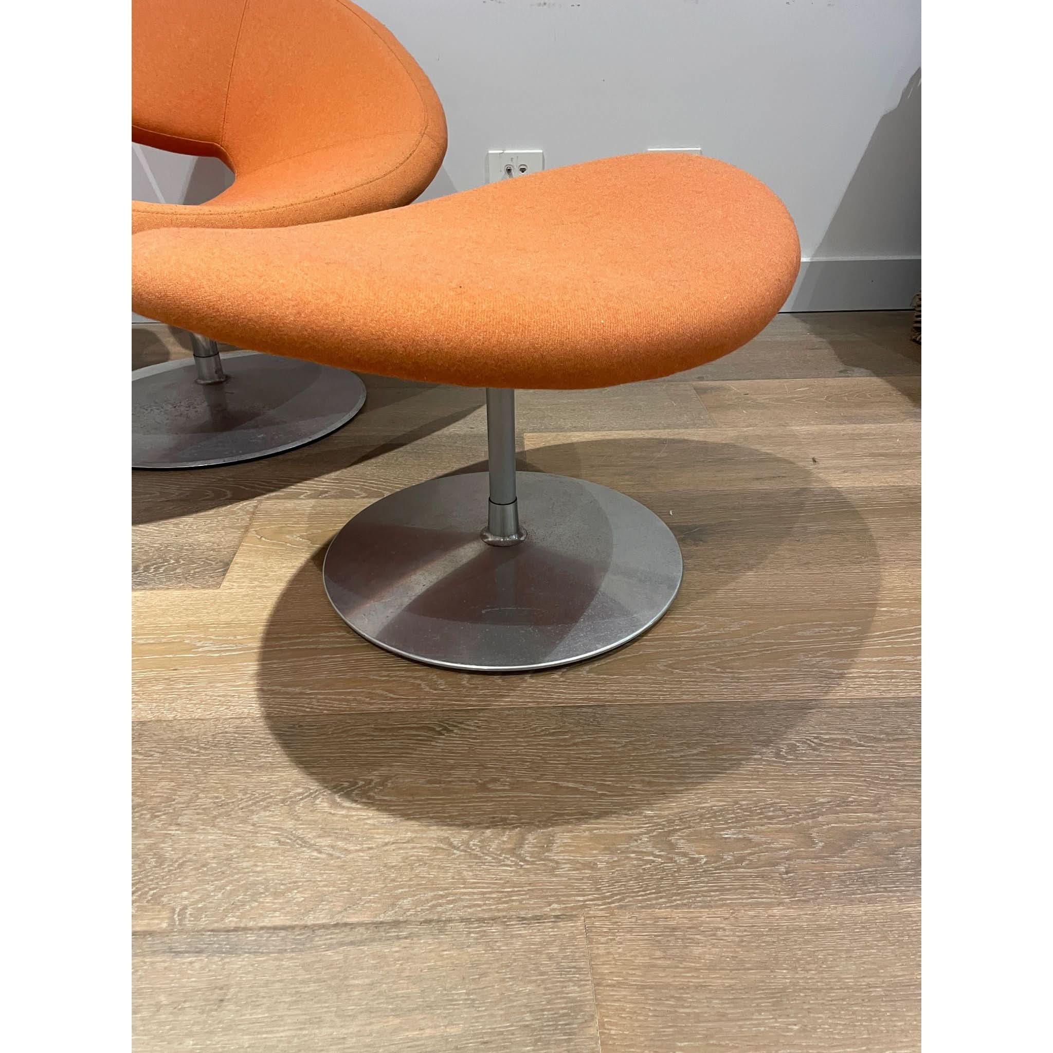 Artifort Apollo Chair & Footstool – Orange | Bazaa | Designer, Vintage and Antique Furniture