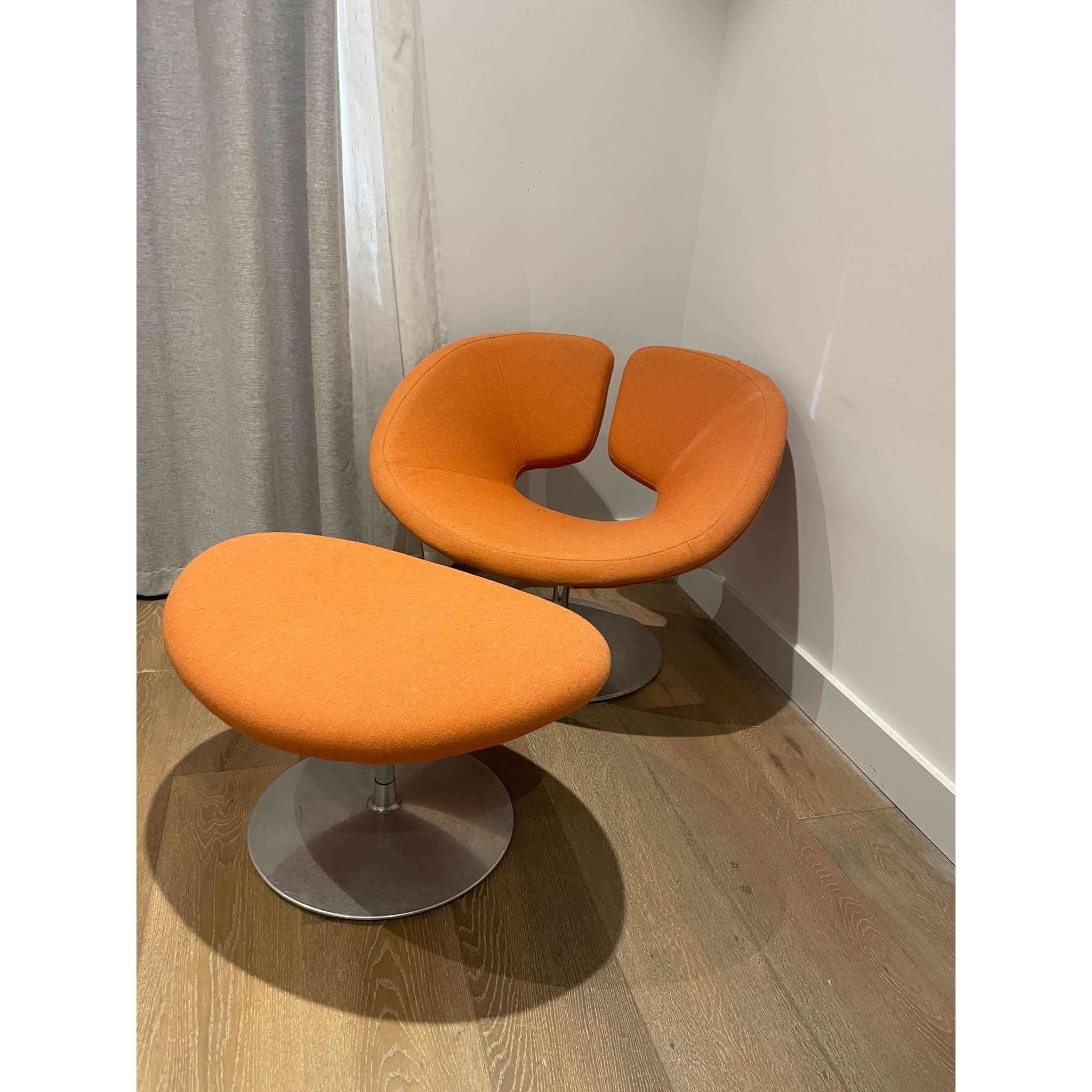 Artifort Apollo Chair & Footstool – Orange | Bazaa | Designer, Vintage and Antique Furniture