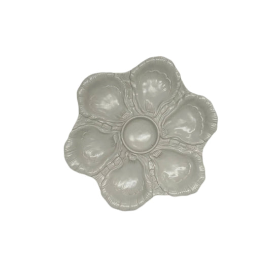 Vintage Italian Oyster Plate, White Glazed Ceramic