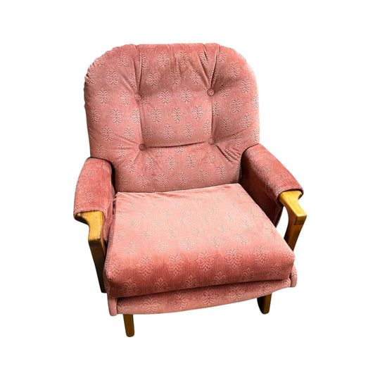 1. Pink Patterned Upholstery Sleigh Base Armchair