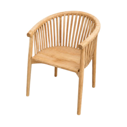 Aura Teak Leather Dining Chair Curved Accent Chair Coastal Modern