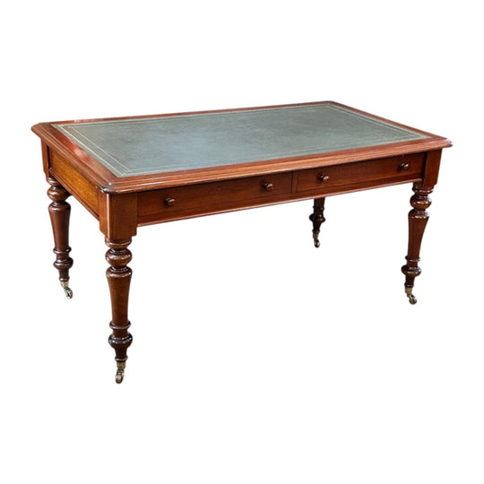 Australian cedar 2 drawer desk with tooled leather top c.1880