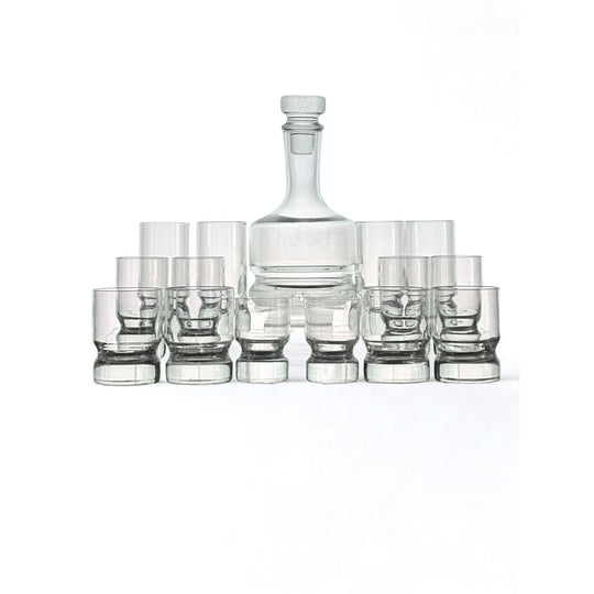 Australian Crown Corning ‘Haama’ Decanter & Tumbler Suite by Denise Larcombe, 1972–1979 (Australian Design Award icon)