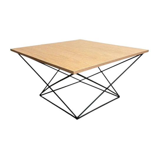 Australian Mid-Century Metal Rod Coffee Table with Red Oak Veneer Top – Professionally Restored