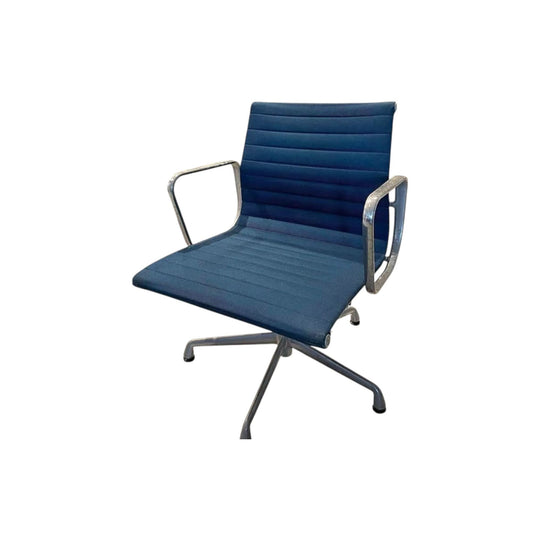 Authentic Eames Aluminum Group Chair – Blue Fabric