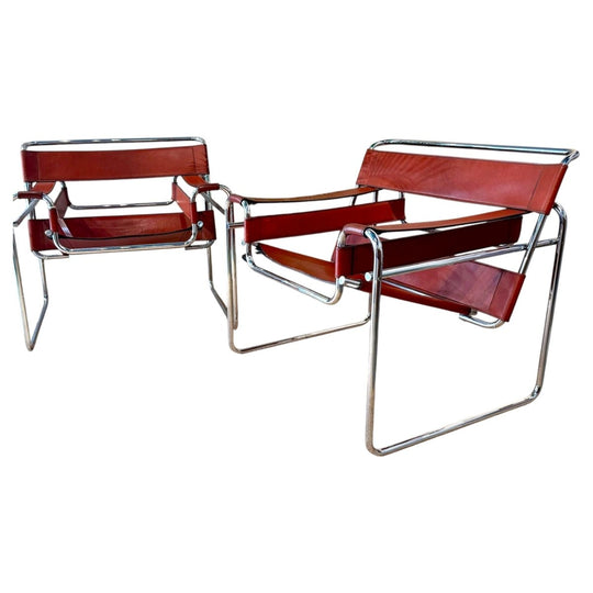 Pair of Authentic Wassily Chairs by Marcel Breuer for Fasem
