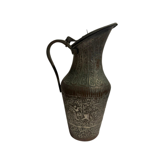 Vintage Persian Style Engraved Copper Ewer