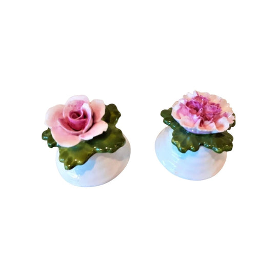 AYNSLEY FINE BONE CHINA FLOWER SALT AND PEPPER SHAKERS