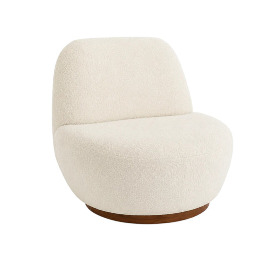White Bouclé Accent Chair Occasional Chair