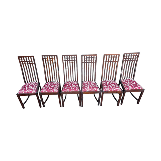 Charles Rennie Mackintosh Style Set of 6 Dining Chairs