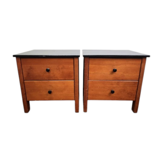 Pair of 2 Drawer Bedsides with Black Tops
