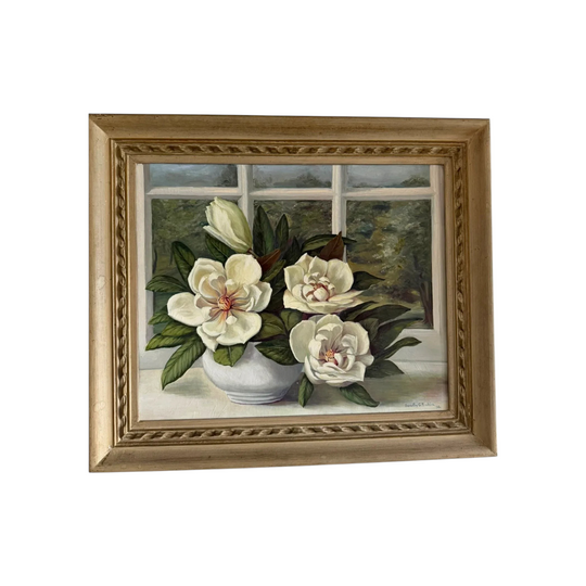Original Oil Painting Magnolia Grandiflora 1956 Floral Art