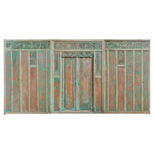 Balinese Original Vintage 3 Piece Hand Carved Teak Door Set AA3