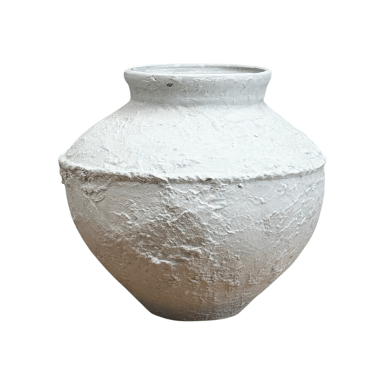 Banded White Terracotta Pot II