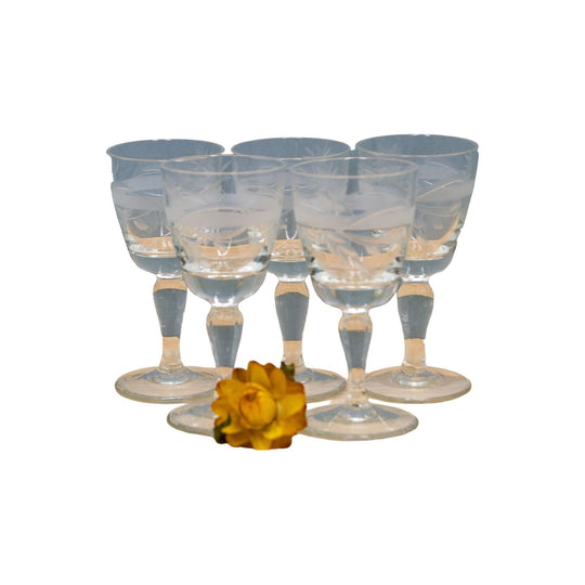 Beautiful Petite Etched Liqueur Glasses