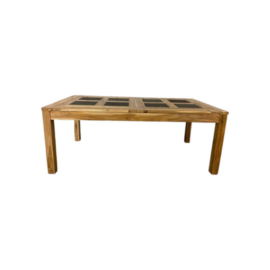 Beautiful Teak Dining Table With Stone Inserts