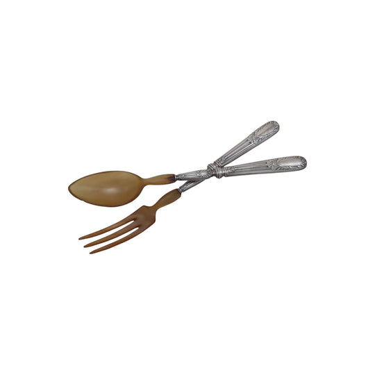Belgian silver and horn salad servers