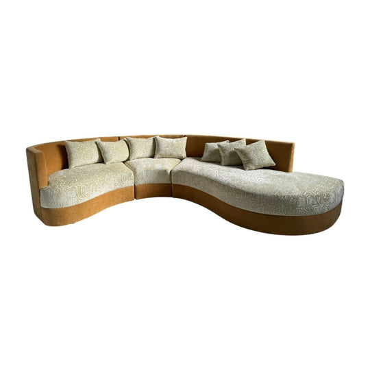 Bespoke Curved Patterned Mustard Sofa
