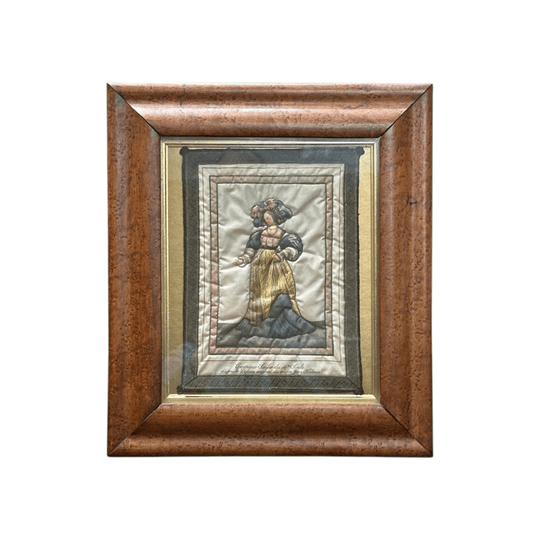 Birds eye maple framed embroidery front profile c.1840